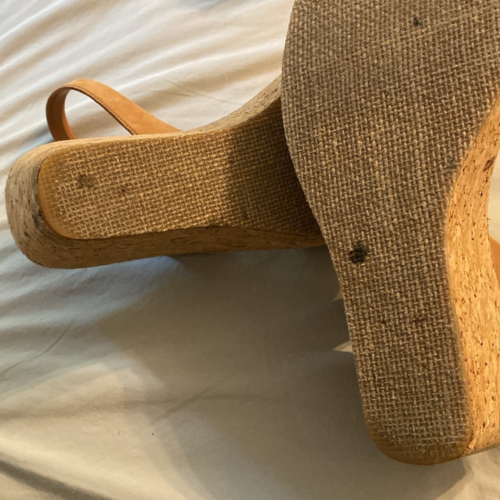 Tan Nubuck Cork Espadrille Wedge Slingback - Picture 10 of 16